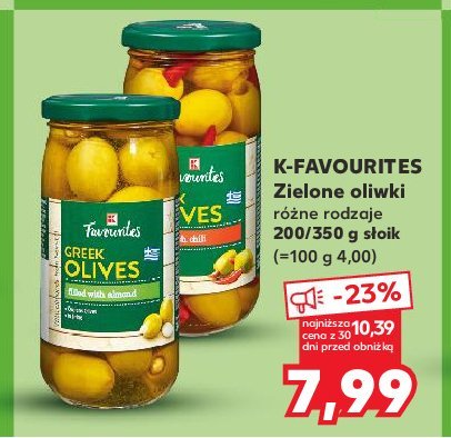 Oliwki zielone z migda艂ami K-classic favourites promocja