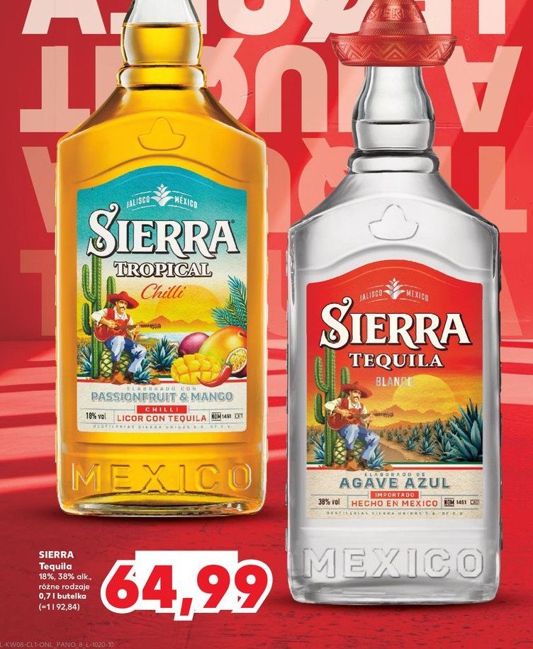 Tequila SIERRA MILENARIO BLANCO promocja w Kaufland