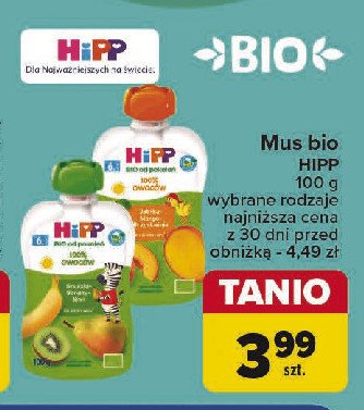 Mus owocowy gruszki-banan-kiwi Hipp bio promocja