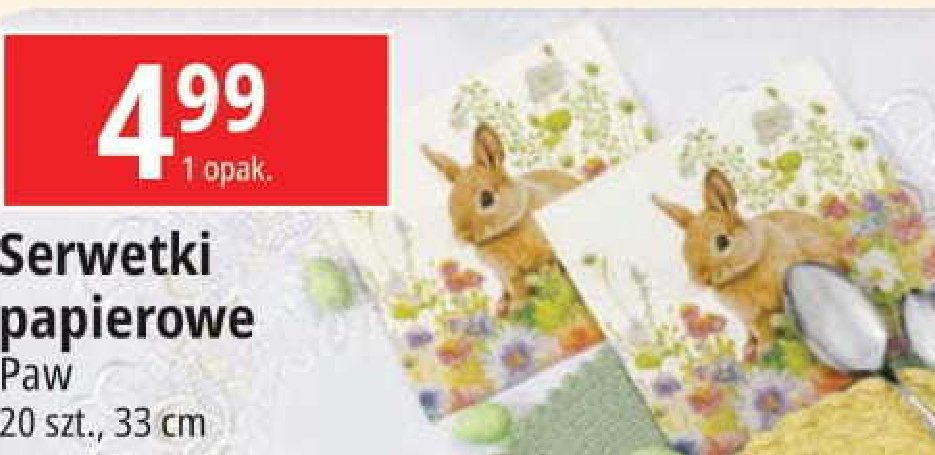Serwetki papierowe 33 x 33 cm Paw promocja