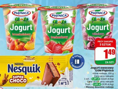 Jogurt owocowy OSM Piątnica truskawkowy promocja w Dino