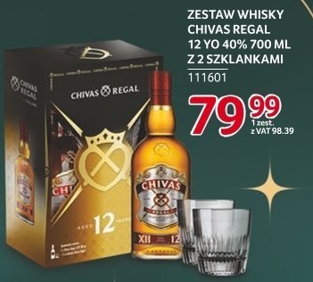 Zestaw whisky Chivas Regal 12 YO 40% 700 ml z 2 szklankami promocja w Selgros