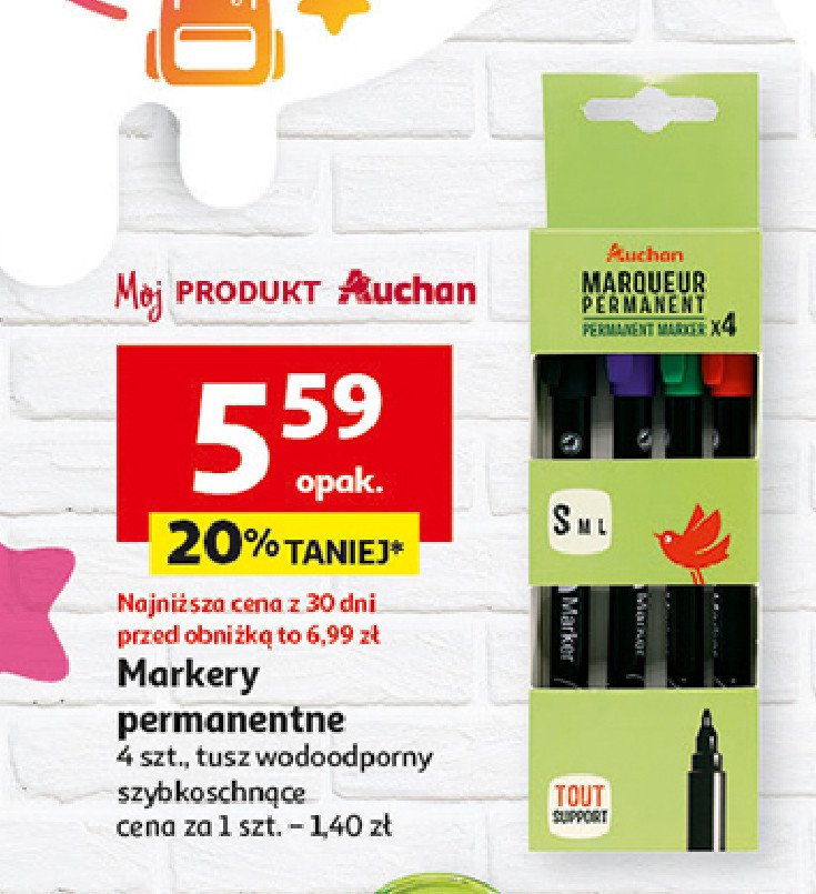 Markery permanentne 4 kolory Auchan promocja