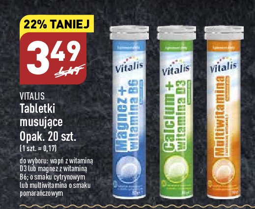 Wapń z witaminą d3 cytrynowa Vitalis promocja