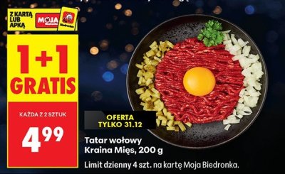 Tatar wołowy Kraina Mięs, 200 g promocja w Biedronka