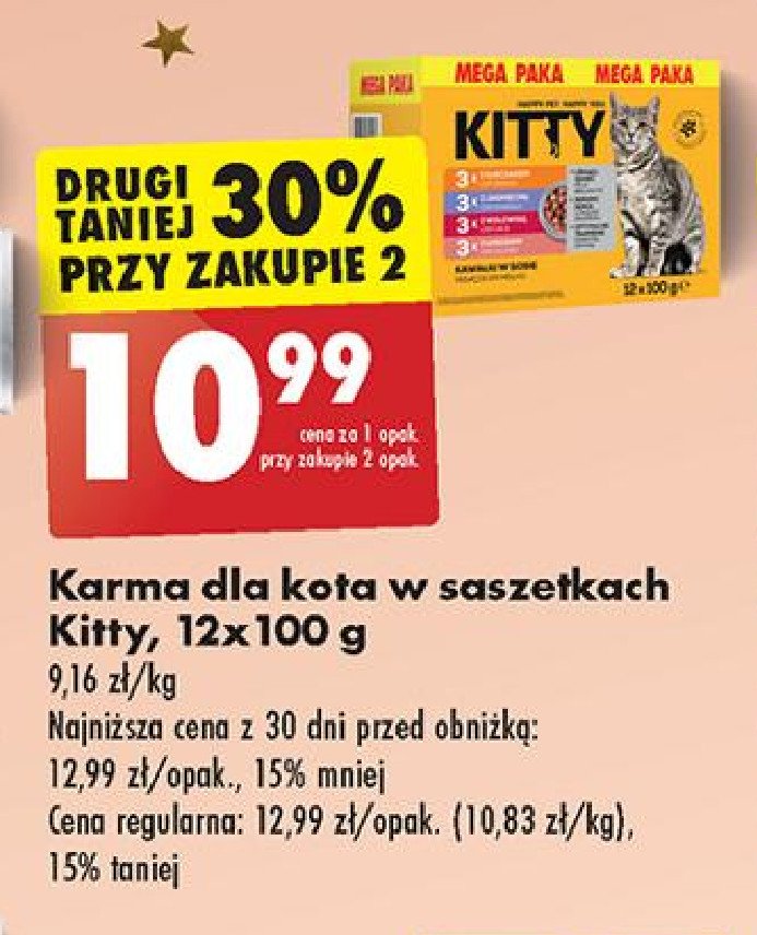 Karma dla kota 3 x kurczak + 3 x jagnięcina + 3 x wołowina + 3 x łosoś Kitty promocja w Biedronka