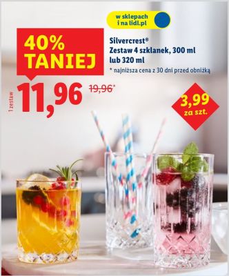 Zestaw 4 szklanek 300 ml lub 320 ml promocja w Lidl