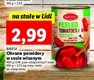 Pomidory obrane w sosie własnym Baresa promocja