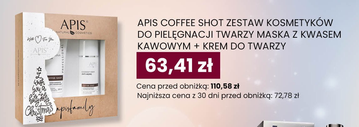 Zestaw coffee shot: maska z kwasem kawowym 200ml + krem do twarzy 100ml APIS promocja w Dino