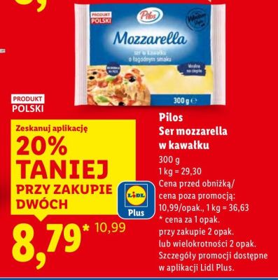 Ser mozzarella w kawałku Pilos promocja w Lidl