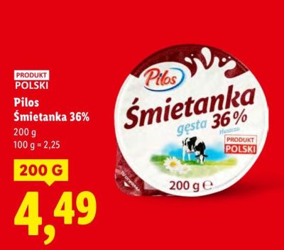 Śmietanka Pilos gęsta 36% promocja w Lidl