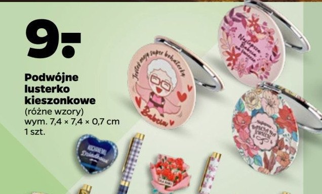 Podwójne lusterko kieszonkowe 7.4 x 7.4 x  0.7 cm promocja w Netto