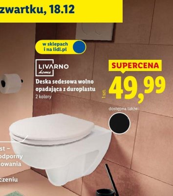 Deska sedesowa wolno opadająca z duroplastu Livarno promocja w Lidl
