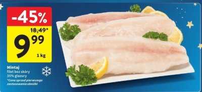 Mintaj filet bez skóry 35% glazury promocja w Intermarche