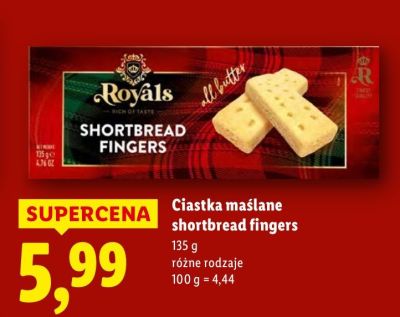 Ciastka maślane shortbread fingers Royals promocja w Lidl