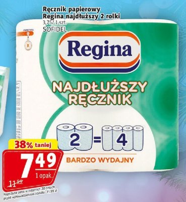 Ręcznik papierowy Regina najdłuższy 2 rolki promocja w Prim Market