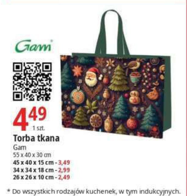 Torba zakupowa świąteczna 26 x 26 x 10 cm Gam promocja