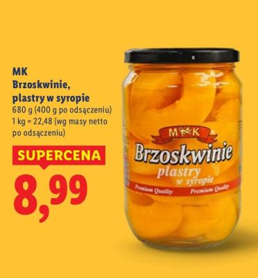 Brzoskwinie plastry w syropie  promocja w Lidl