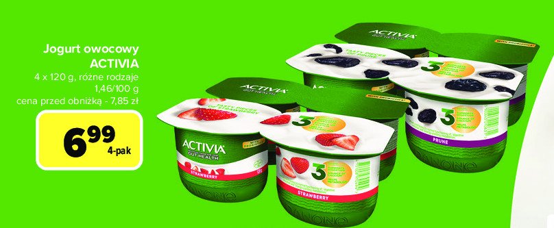 Jogurt truskawka Danone activia promocja w Carrefour