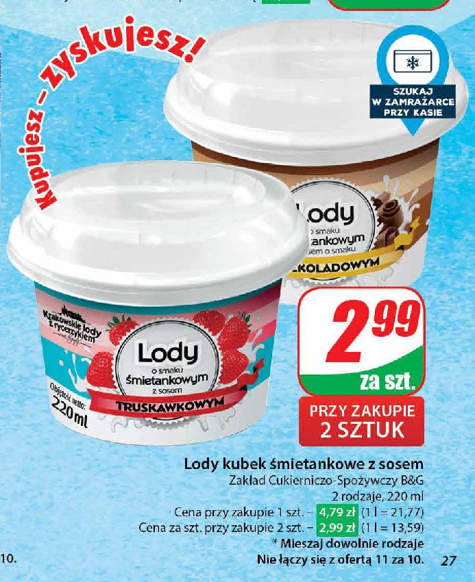 Lody truskawkowe B&G BANKIETOWE promocja