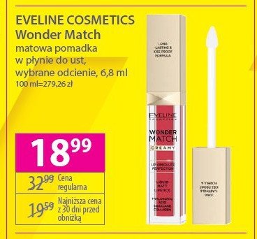 Błyszczyk do ust 06 classic red Eveline wonder match creamy promocja