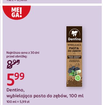 Pasta do zębów charcoal Dentino promocja w Rossmann