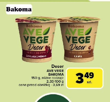 Deser na kremie kokosowym kawa Bakoma ave vege promocja