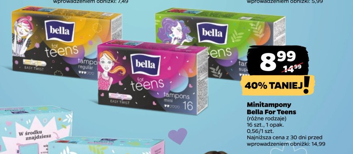 Tampony mini Bella for teens panty promocja w Netto