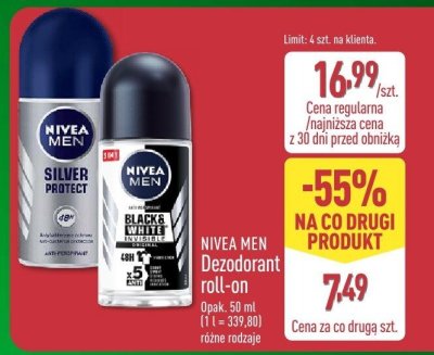 Dezodorant NIVEA MEN roll-on różne rodzaje promocja w Aldi