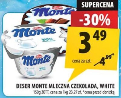 Deser Monte mleczna czekolada, white promocja w Arhelan