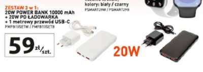 Zestaw do ładowania: powerbank + ładowarka + kabel usb-c Platinet promocja