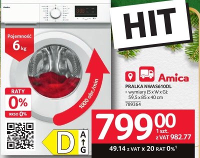 Pralka Amica PRALKA NWAS610DL promocja w Selgros
