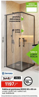 Kabina prysznicowa REMIX 80 x 80 cm Sensea promocja w Leroy Merlin