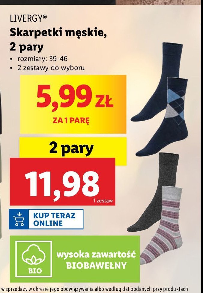 Skarpety męskie 39-46 Livergy promocja