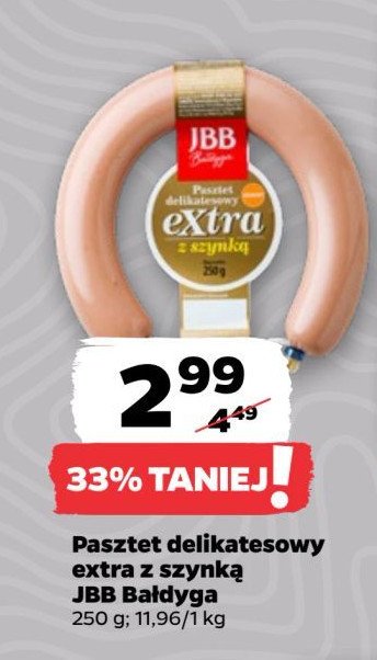 Pasztet delikatesowy extra z szynką Jbb bałdyga promocja w Netto