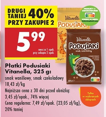Płatki podusiaki waniliowe Vitanella promocja w Biedronka