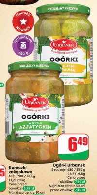 Ogórki Urbanek 2 rodzaje promocja w Dino