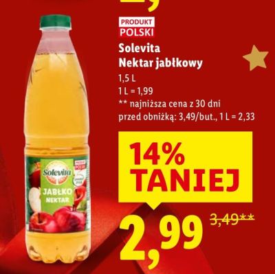 Nektar jabłkowy Solevita promocja w Lidl
