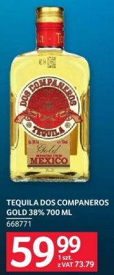 Tequila Dos Companeros Gold 38% 700 ML promocja w Selgros