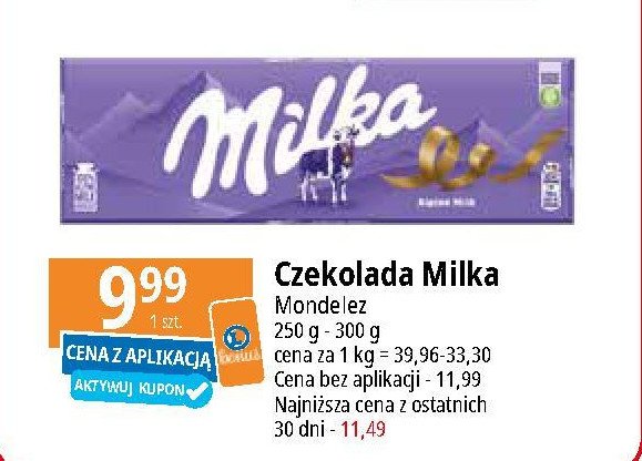 Czekolada mleczna Milka alpenmilch promocja