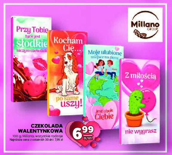 Czekolada mleczna walentykowa Millano promocja