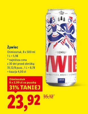 Piwo Żywiec 8x500 ml promocja w Lidl