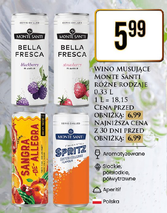 Wino MONTE SANTI BELLA FRESCA STRAWBERRY promocja