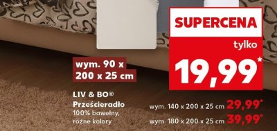 Prześcieradło 100% bawełny 90x200x25 cm promocja w Kaufland
