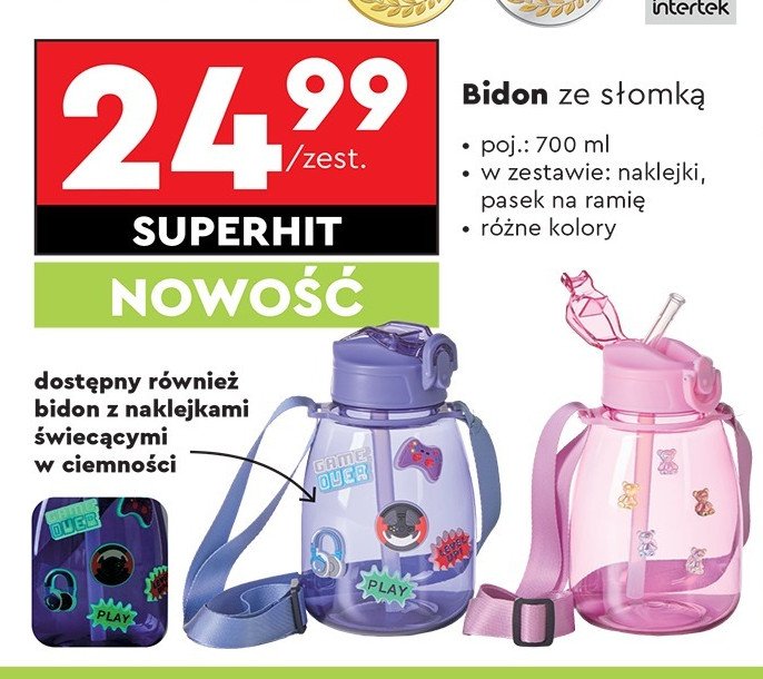 Bidon ze słomką 700 ml promocja w Biedronka