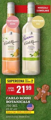 Wino Carlo Rossi Botanicals Lavender & Lime półwytrawne białe promocja w Biedronka