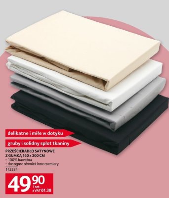 Prześcieradło satynowe z gumką 160 x 200 cm promocja w Selgros