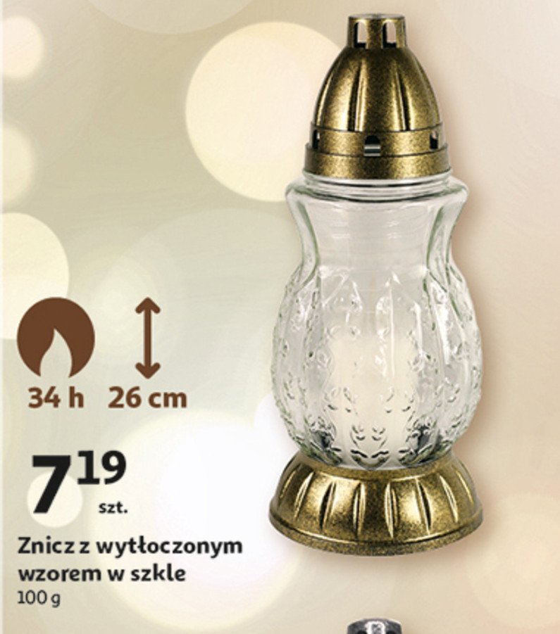 Znicz szklany wys. 26 cm promocja