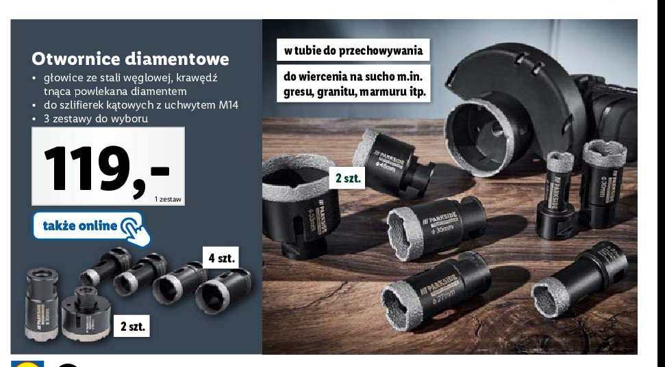 Otwornice diamentowe Parkside promocja
