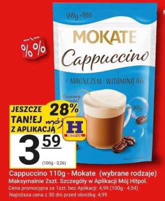 Cappuccino w 10+ rodzajach - Mokate (wybrane rodzaje) promocja w Hitpol
